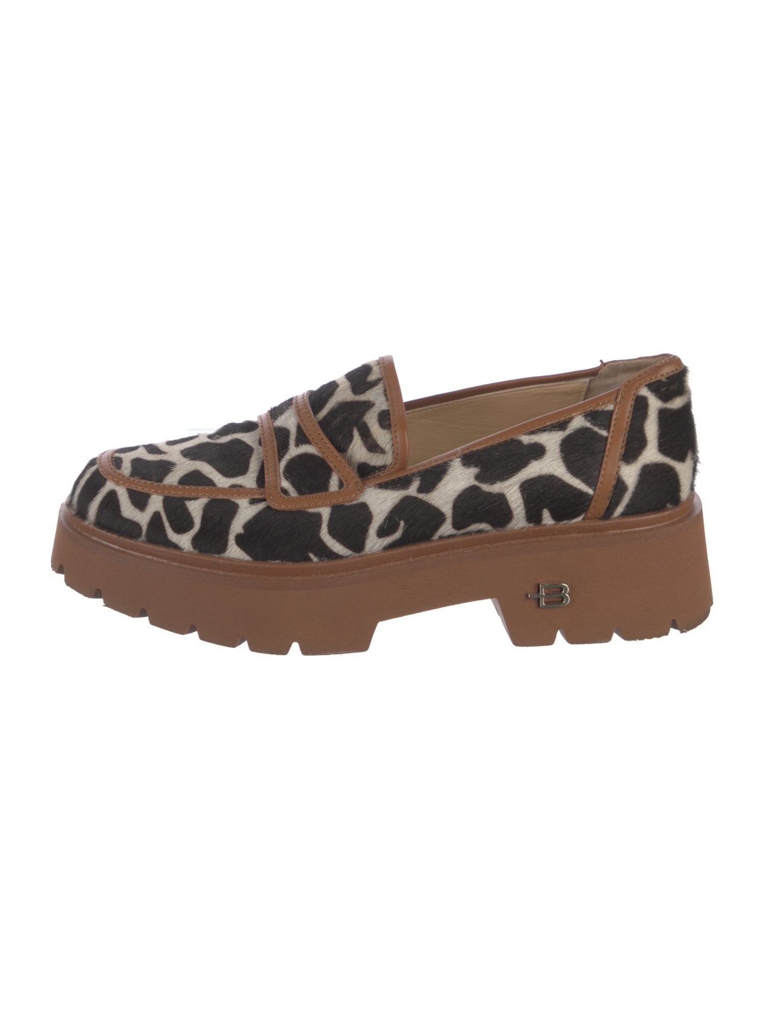 Baldinini Calf Hair Animal Print Loafers
