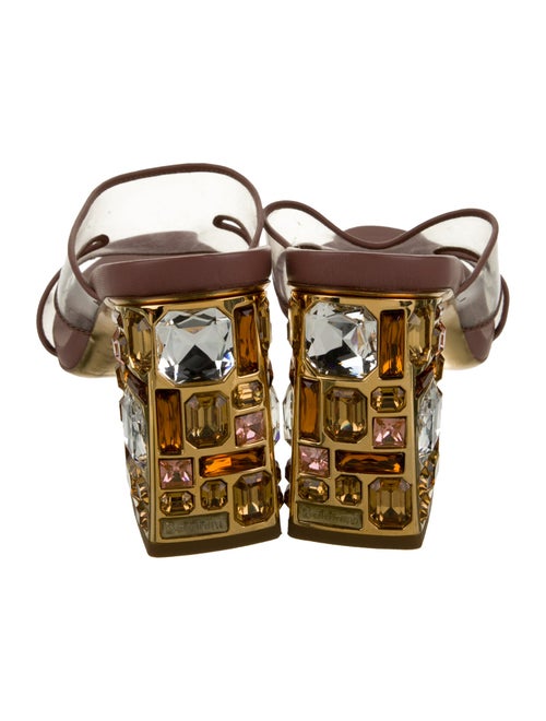 Baldinini Leather Crystal Embellishments T-Strap Sandals