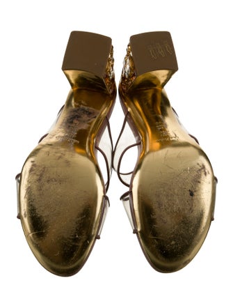 Baldinini Leather Crystal Embellishments T-Strap Sandals