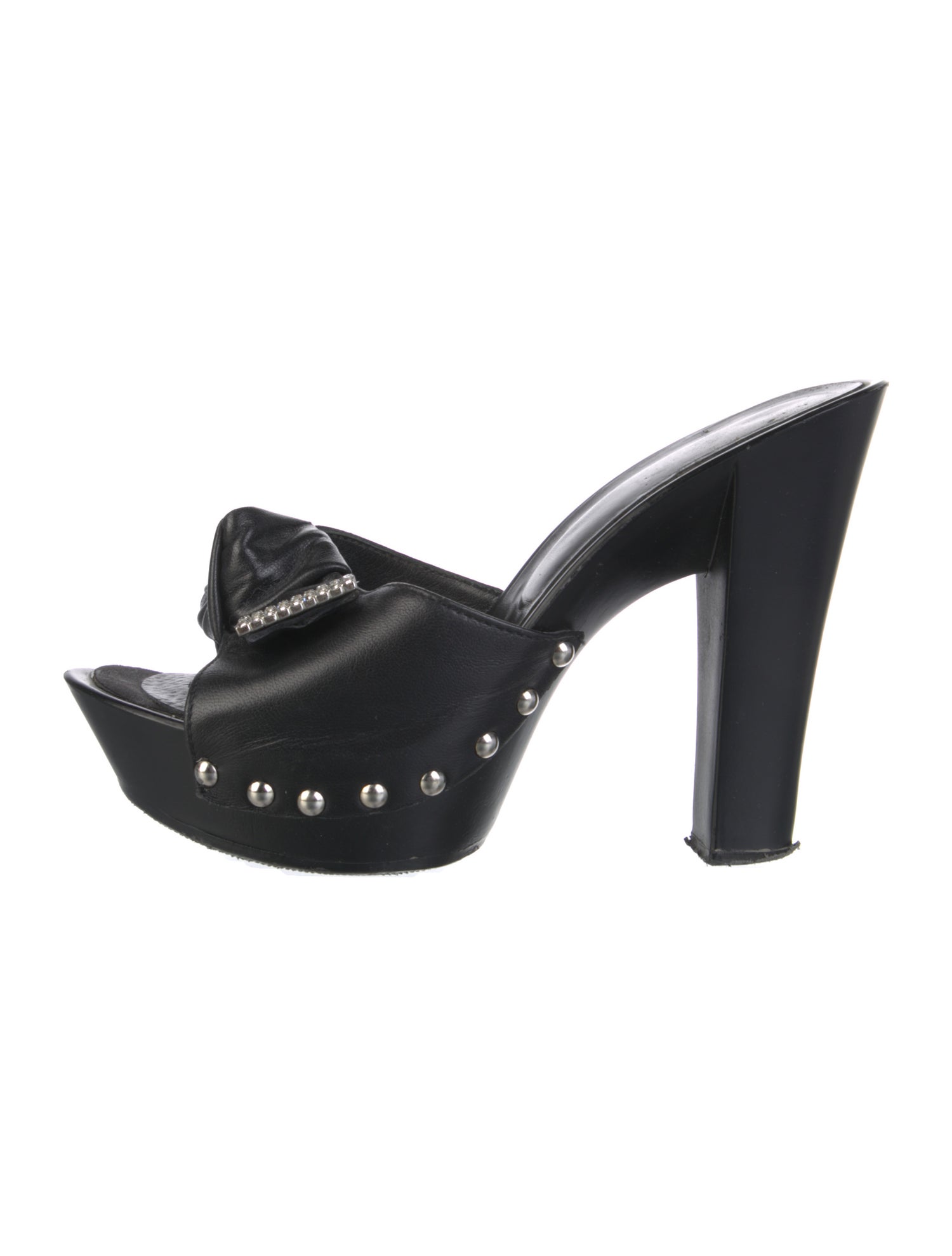 Baldinini Leather Bow Accents Slides