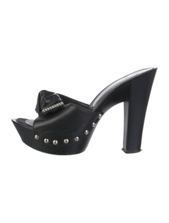 Baldinini Leather Bow Accents Slides