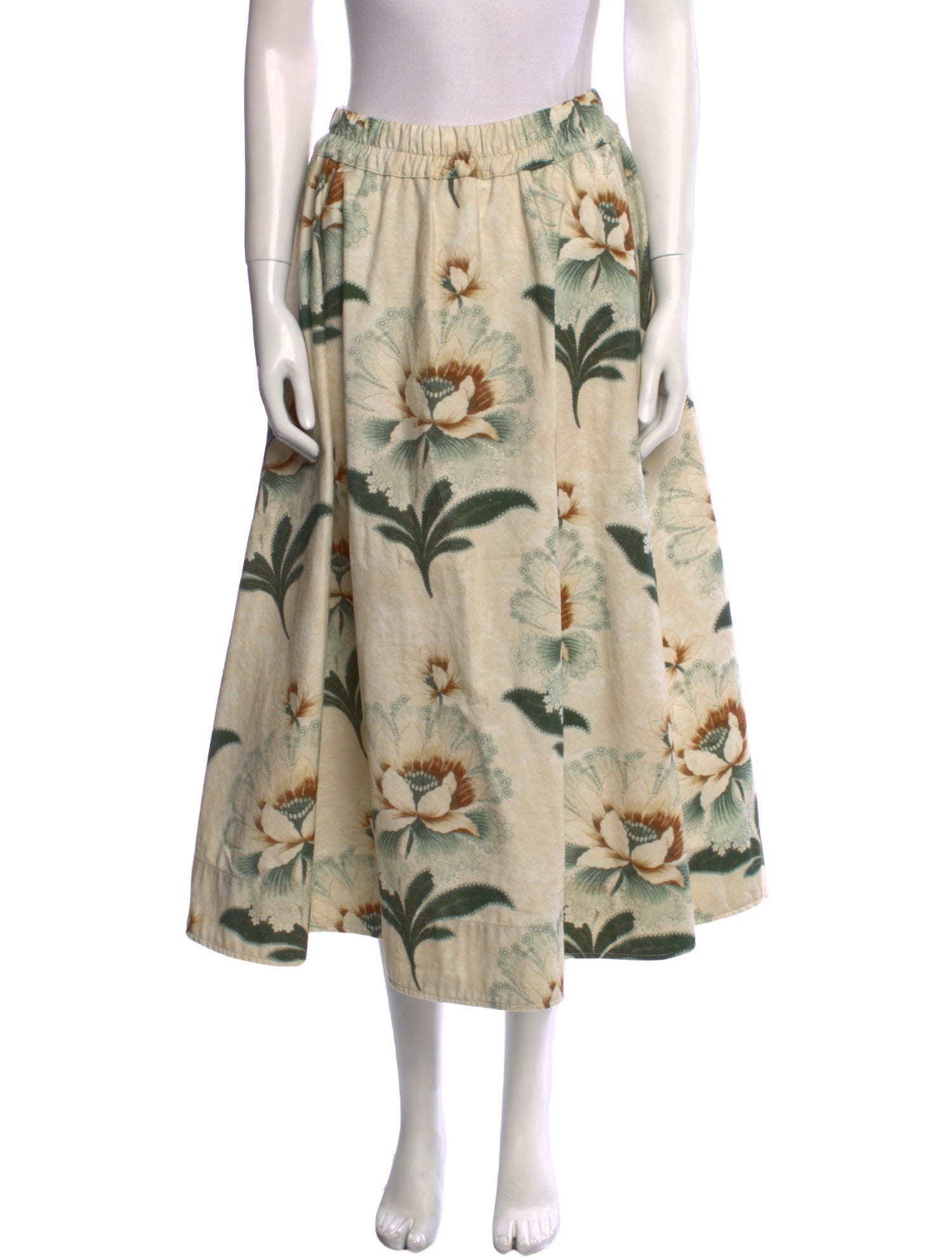 By Walid Floral Print Midi Length Skirt