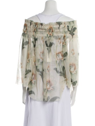 By Walid Floral Print Off-The-Shoulder Blouse