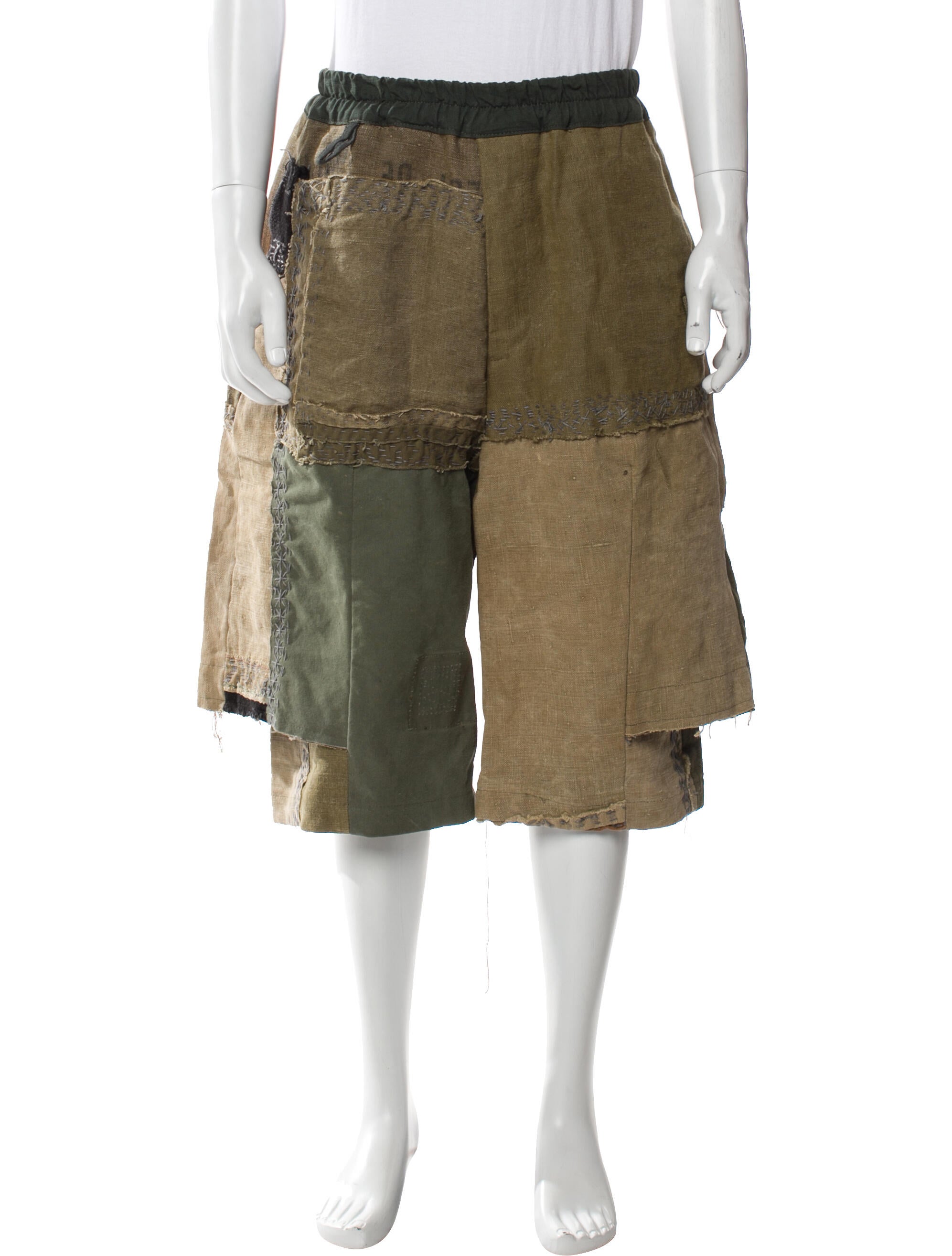 By Walid Colorblock Pattern Jogger Shorts