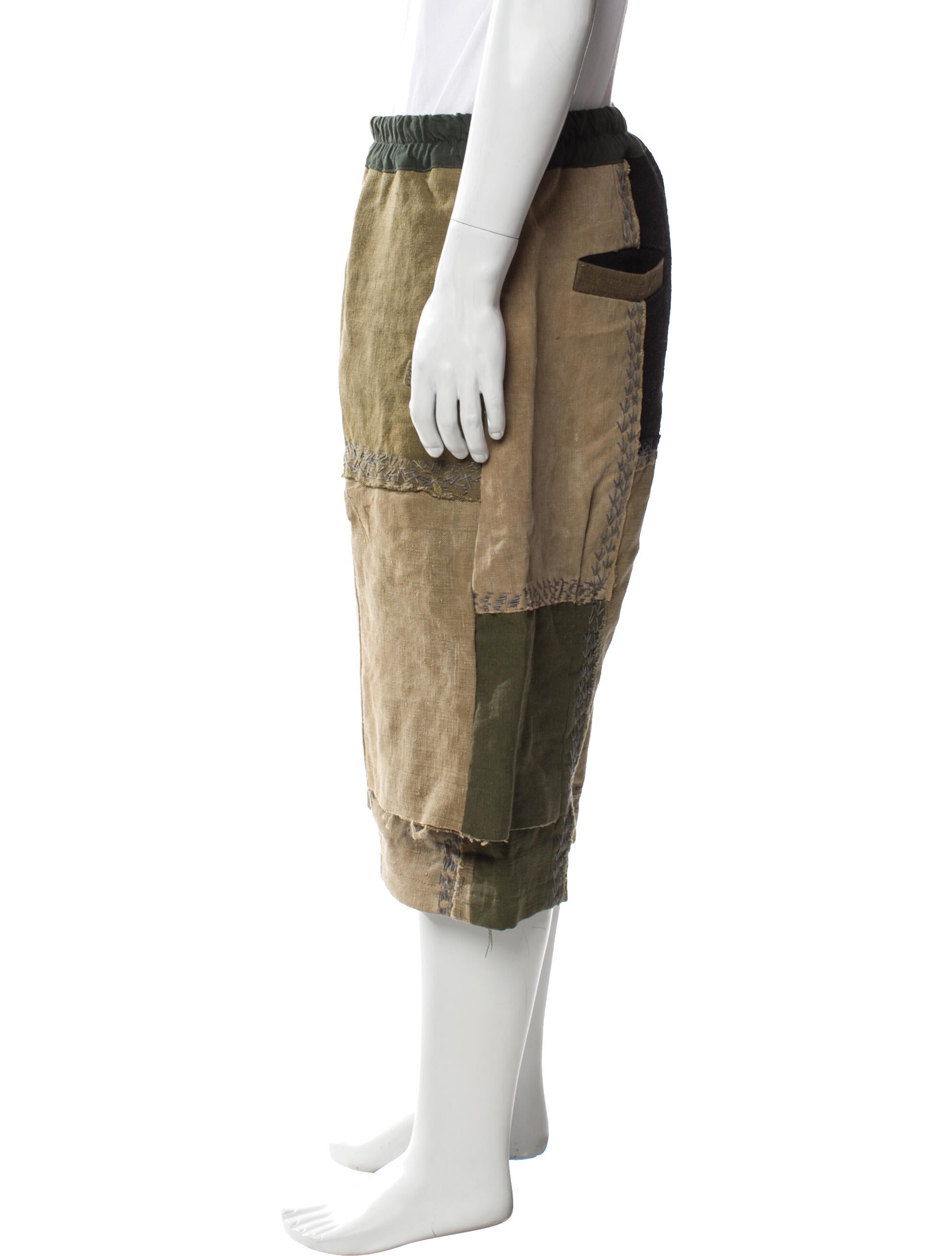 By Walid Colorblock Pattern Jogger Shorts