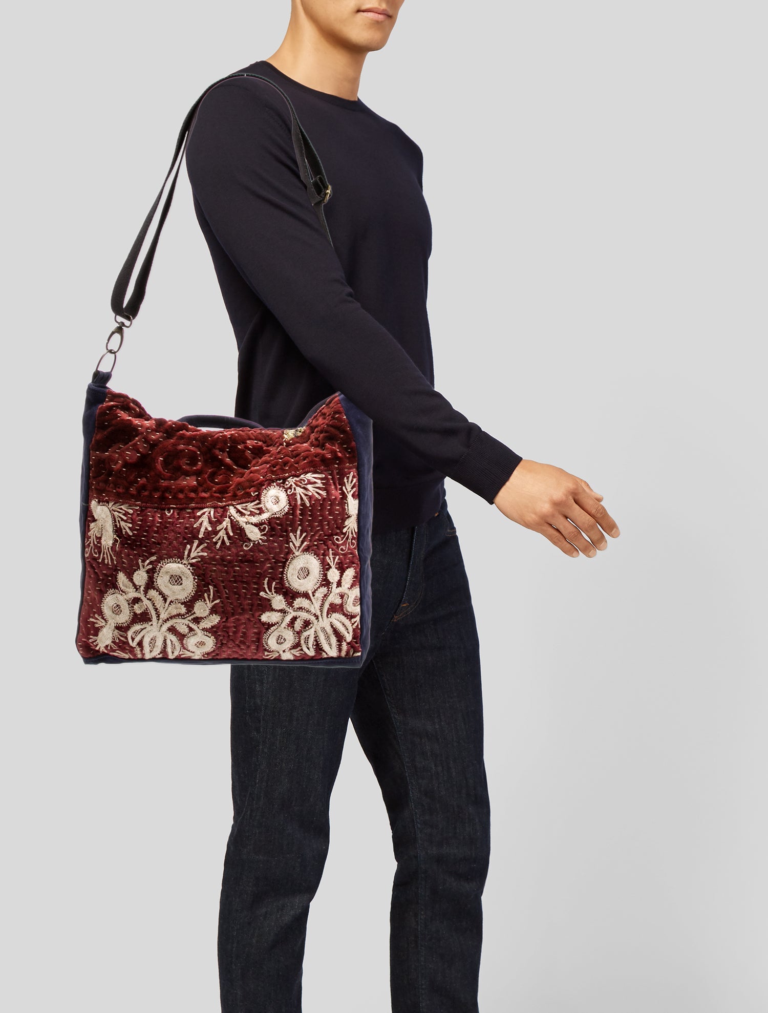 By Walid Suede Messenger Bag