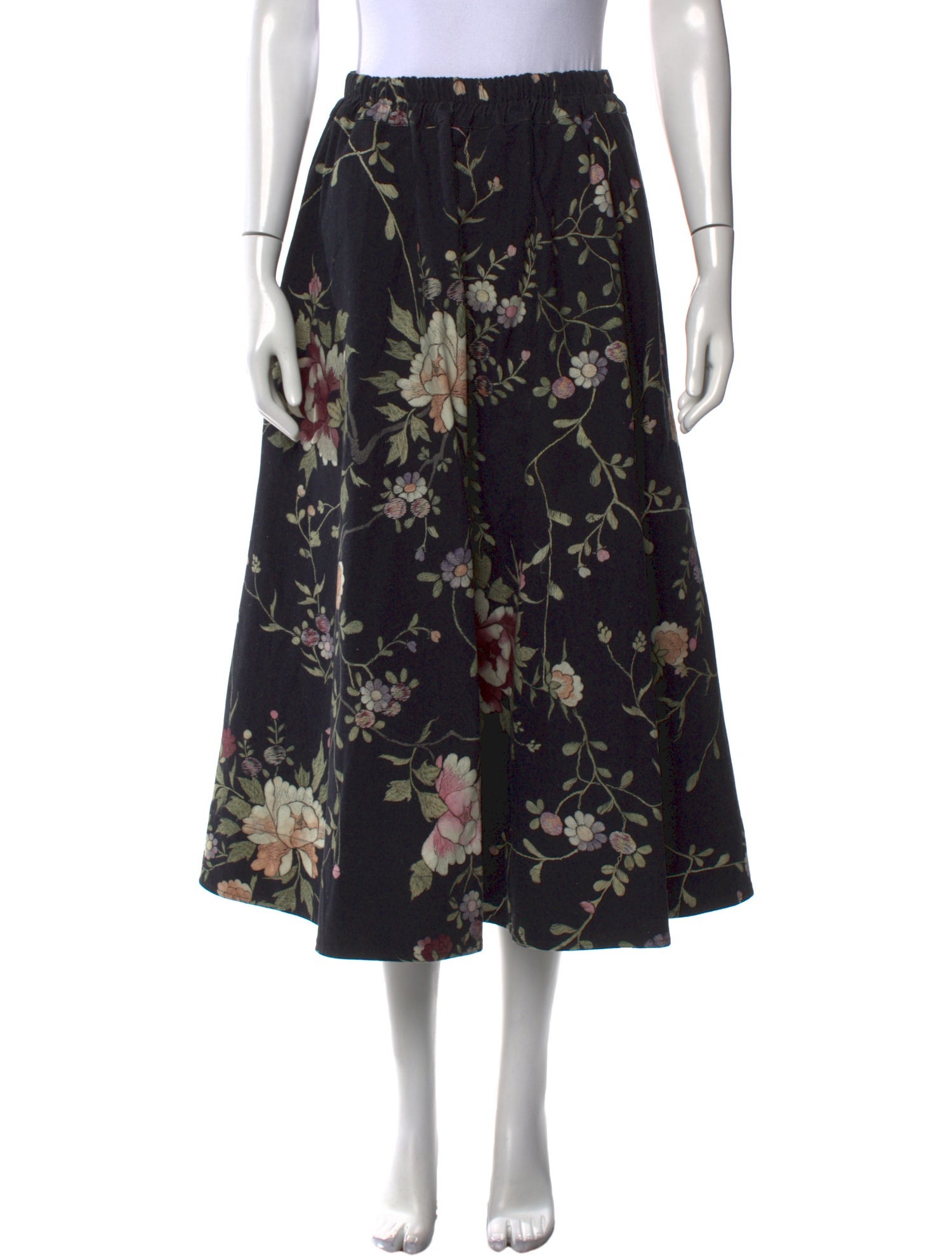 By Walid Floral Print Midi Length Skirt