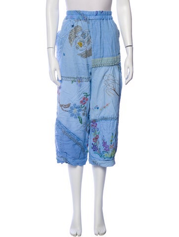 Pre-owned By Walid Linen Printed Sweatpants In Blue