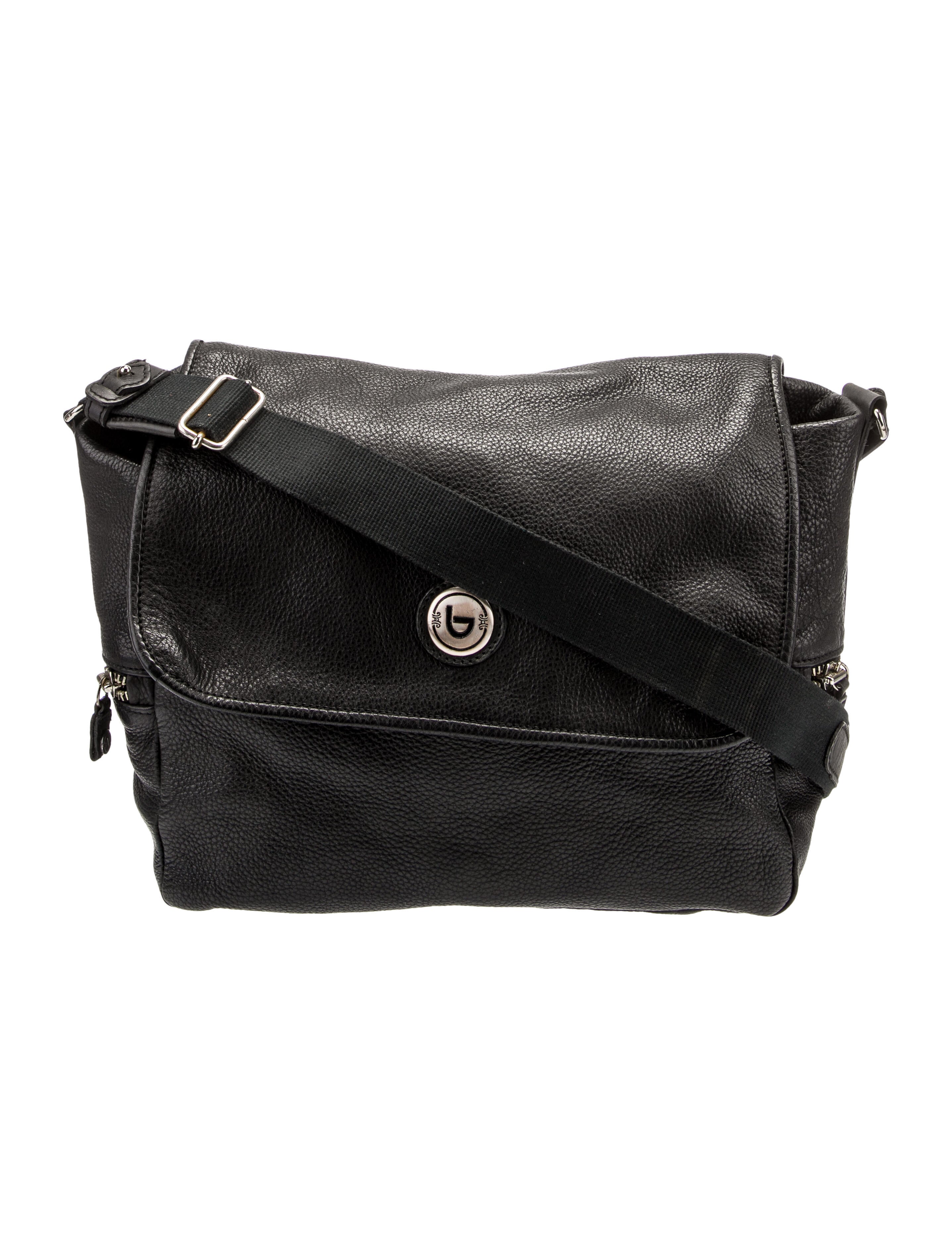 Byblos Leather Messenger Bag Black Shoulder Bags, Handbags