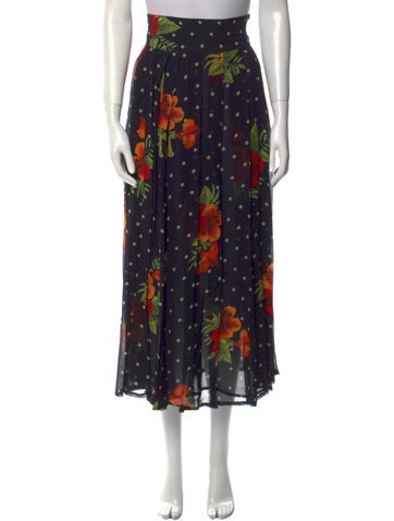 Byblos Skirts Floral Print Midi Length Skirt M
