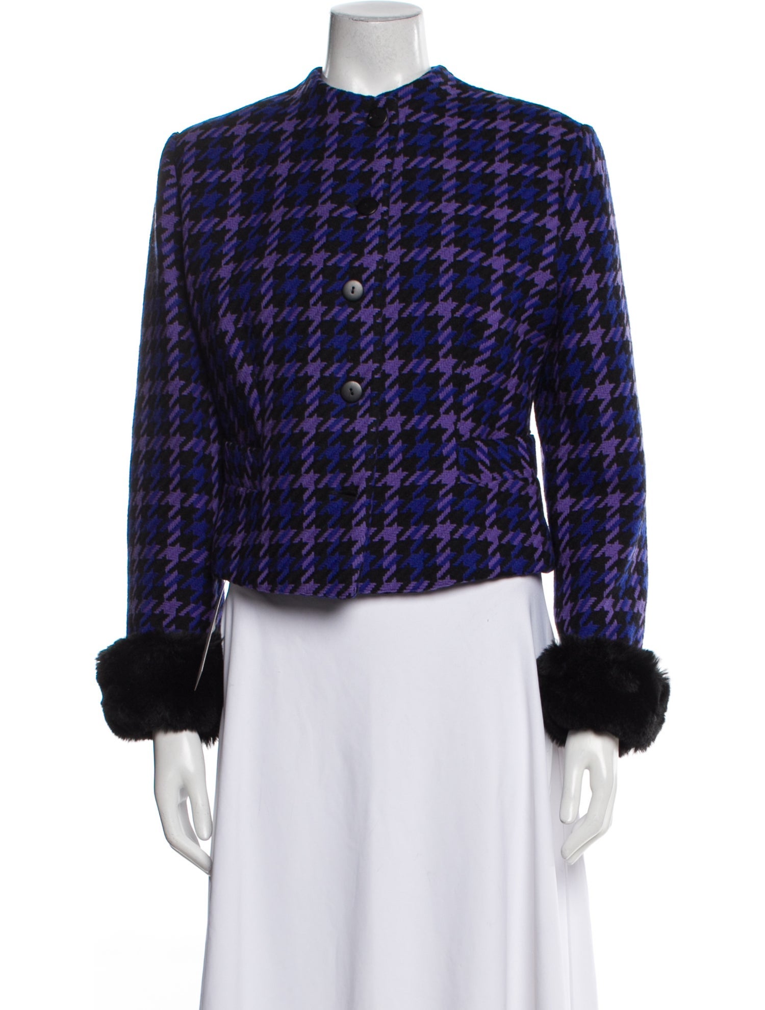 Byblos Wool Plaid Print Evening Jacket
