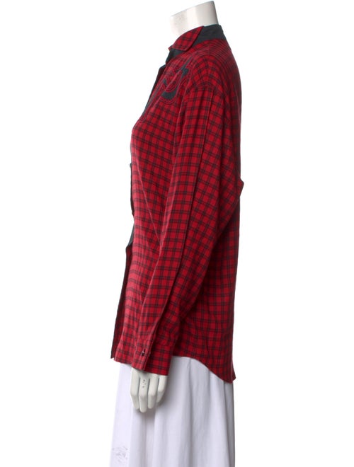 Byblos Plaid Print Long Sleeve Button-Up Top