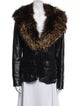 Byblos Leather Animal Print Faux Fur Jacket