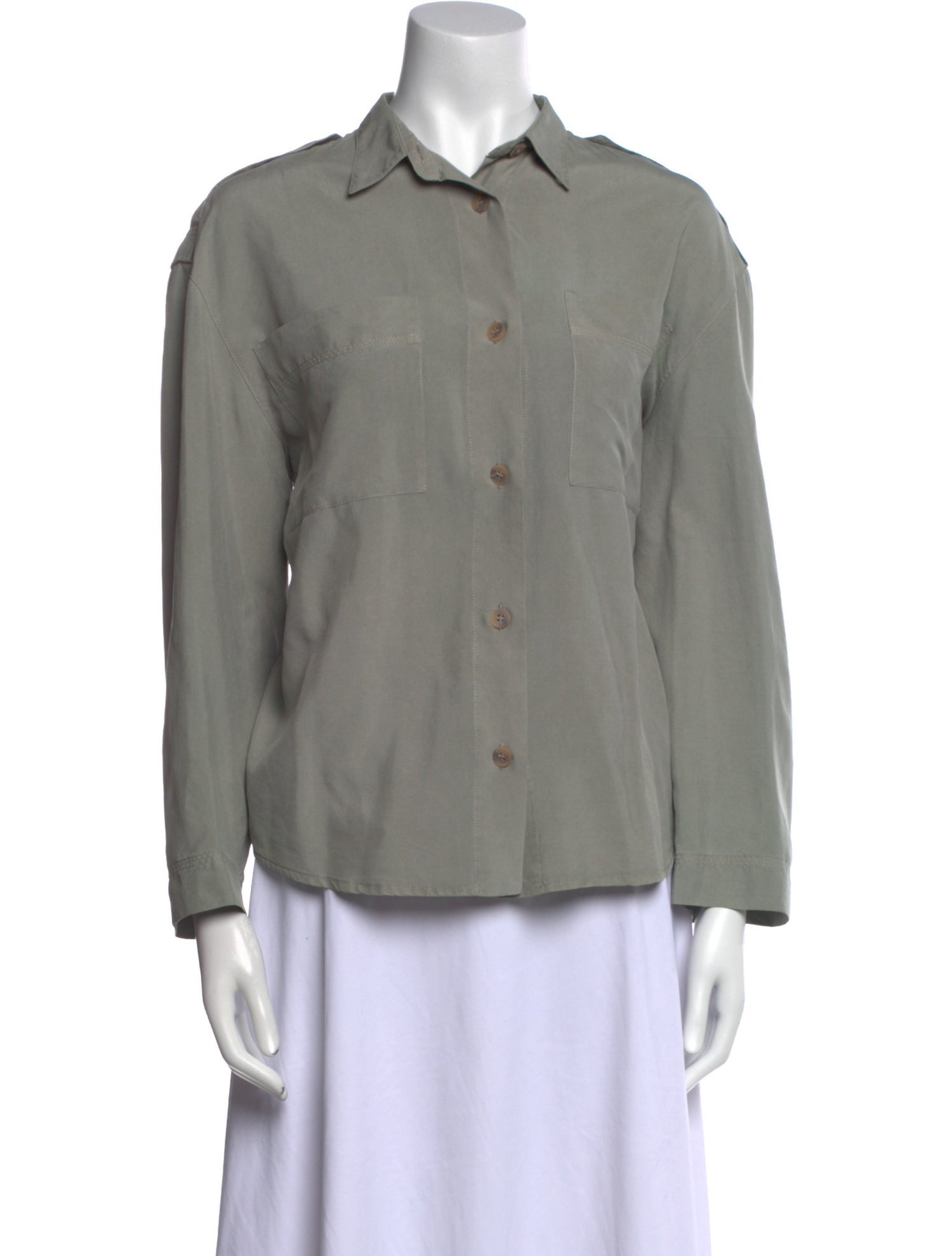 Byblos Silk Long Sleeve Button-Up Top