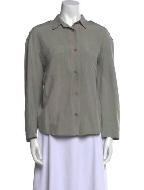 Byblos Silk Long Sleeve Button-Up Top