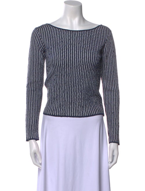 Byblos Striped Bateau Neckline Crop Top