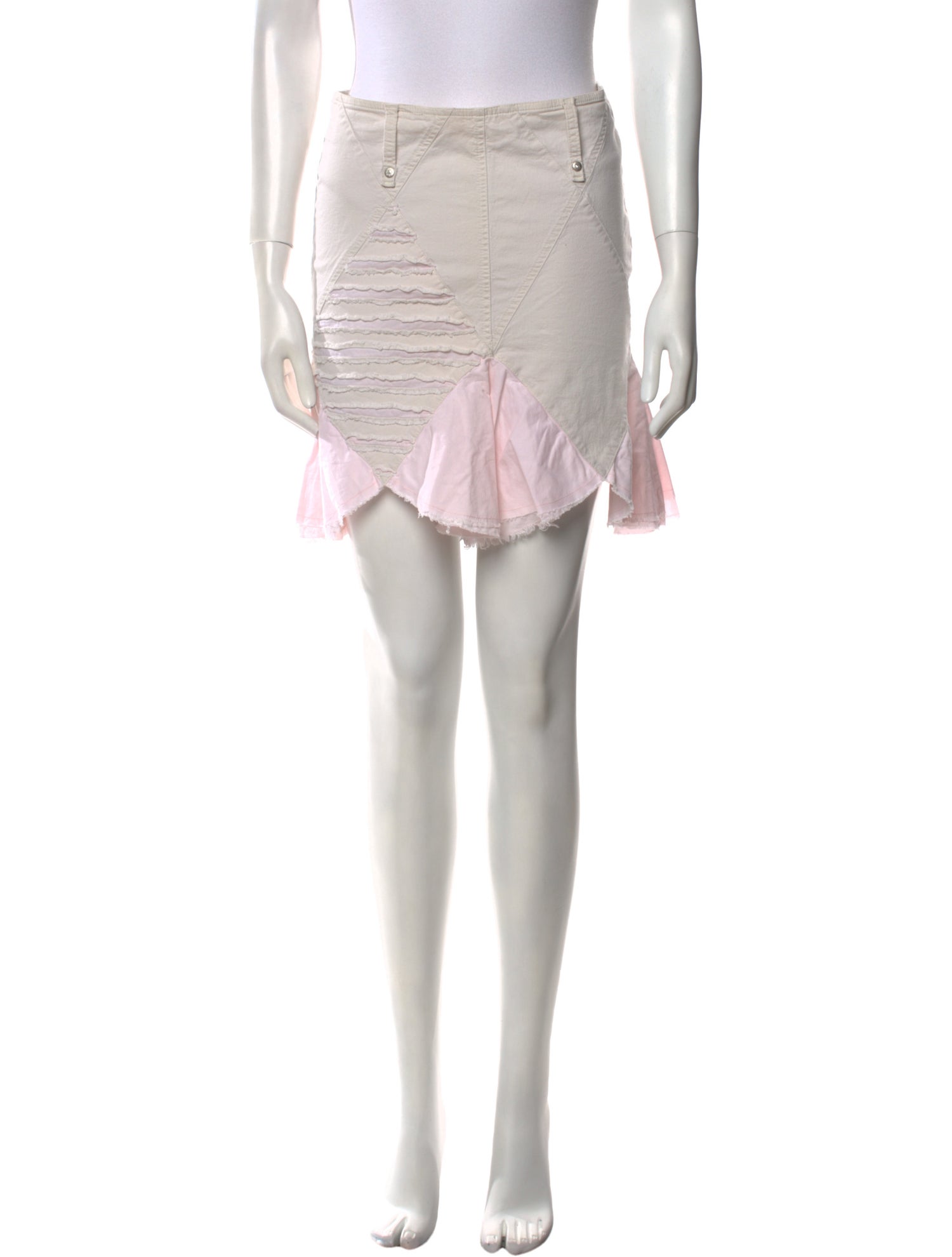 Byblos Raw-Edge Trim Mini Skirt