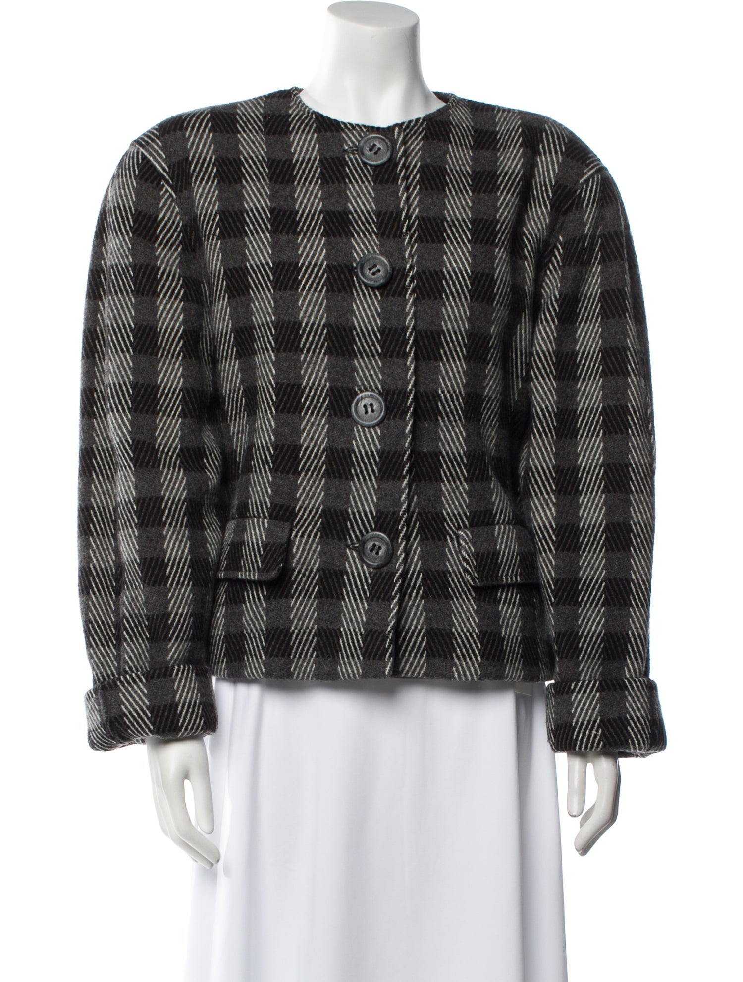 Byblos Wool Plaid Print Evening Jacket