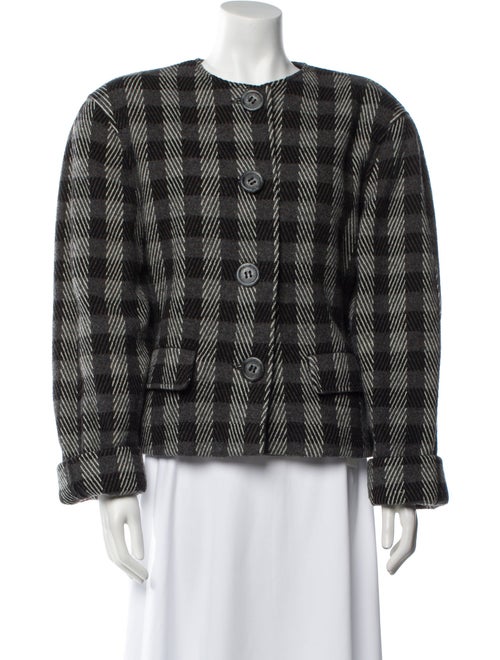 Byblos Wool Plaid Print Evening Jacket