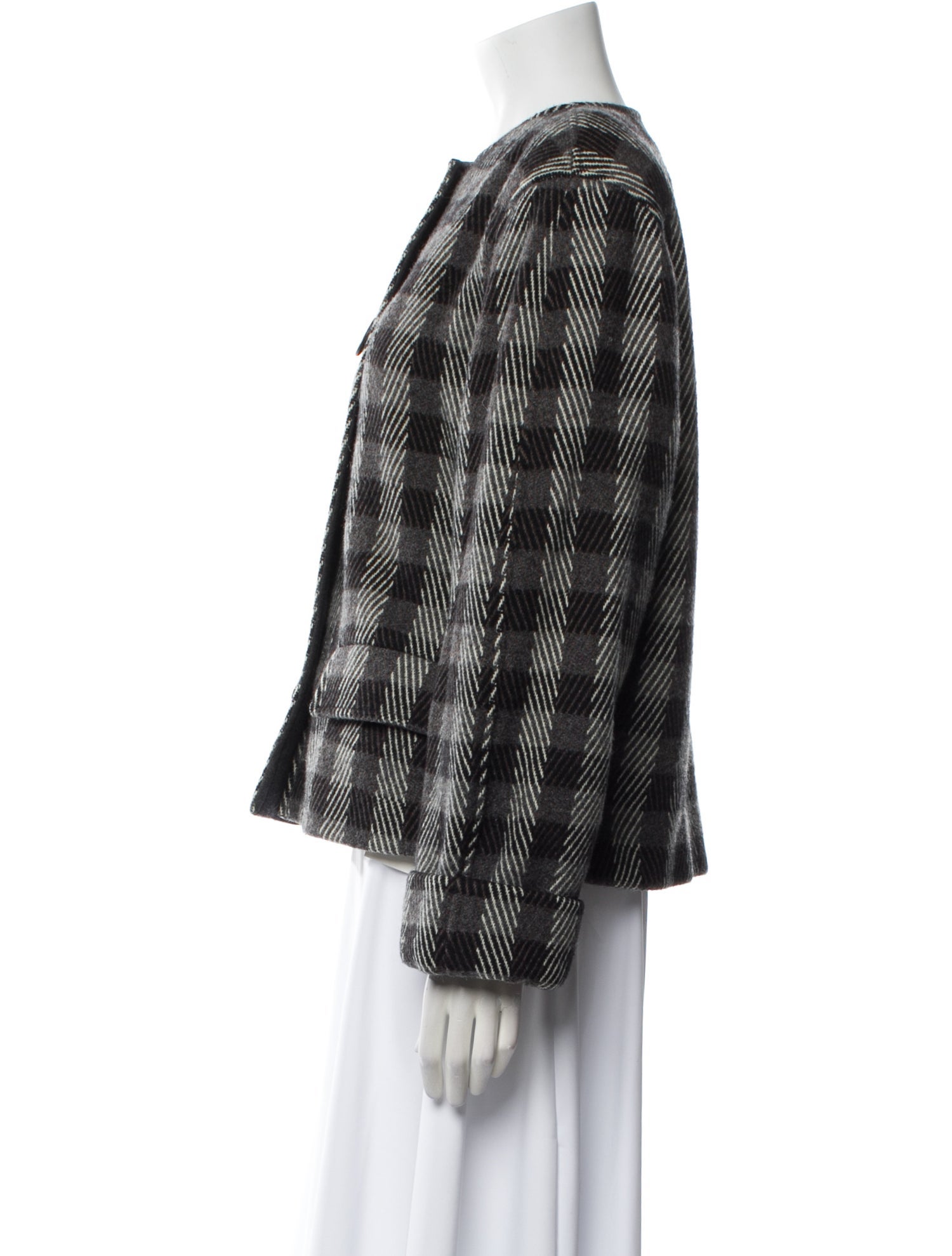 Byblos Wool Plaid Print Evening Jacket