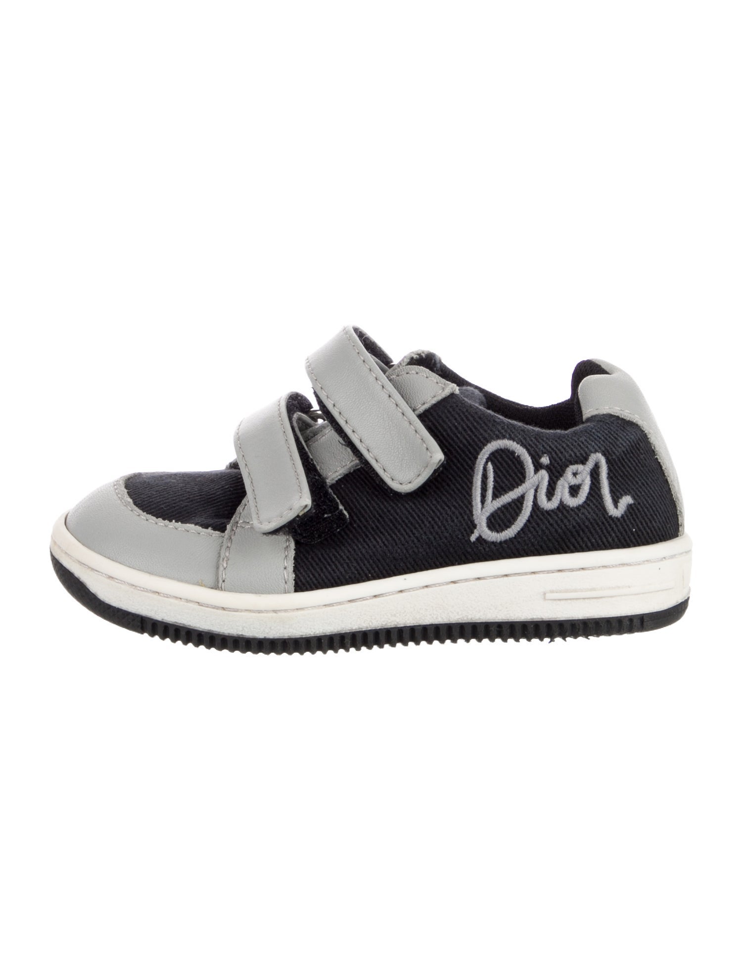 Baby Dior Canvas Leather Trim Low Top Sneakers