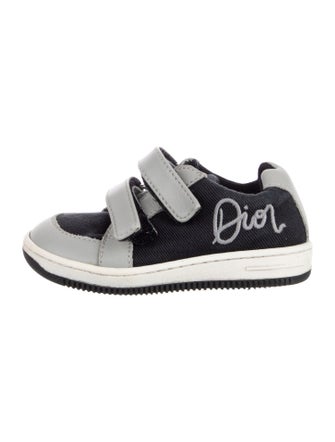 Baby Dior Canvas Leather Trim Low Top Sneakers
