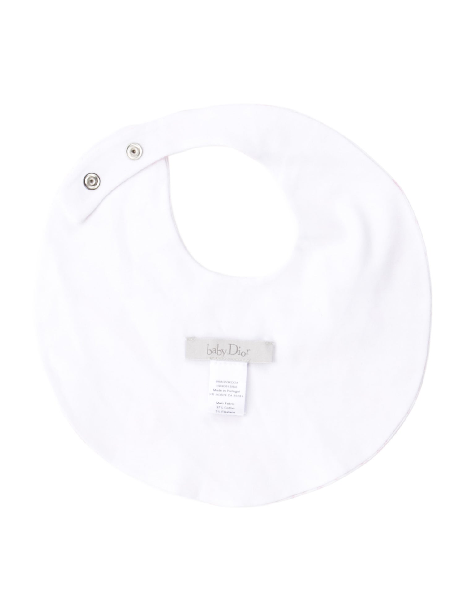 Baby Dior infant girls' pink and white bib w/ Tags