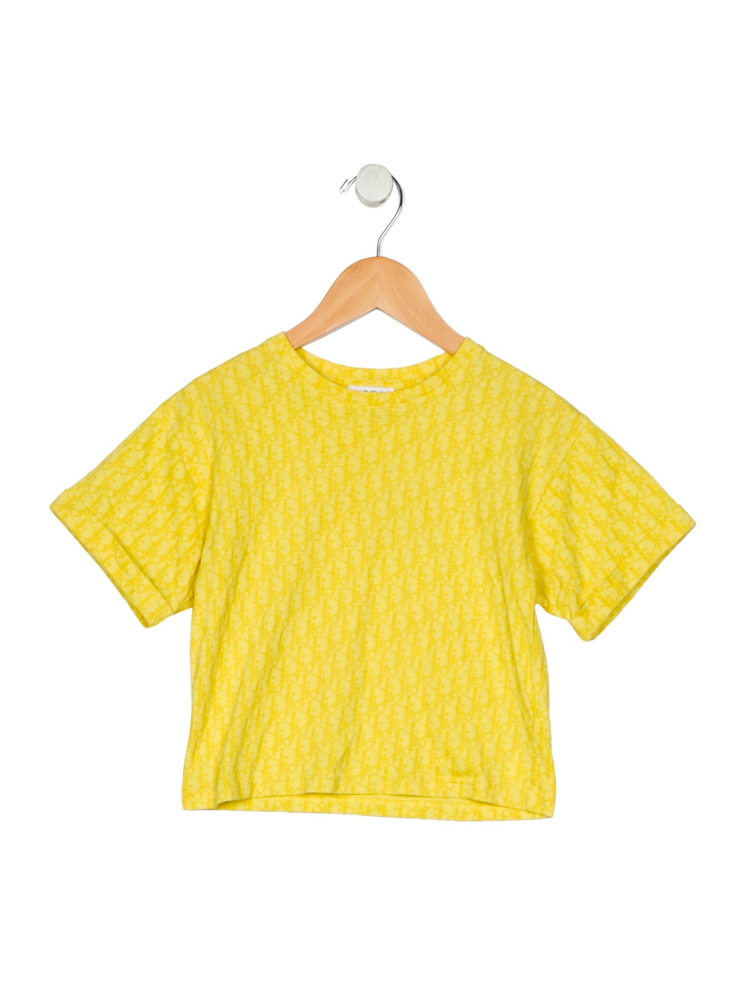 Baby Dior Cotton yellow patterned short sleeve shirt