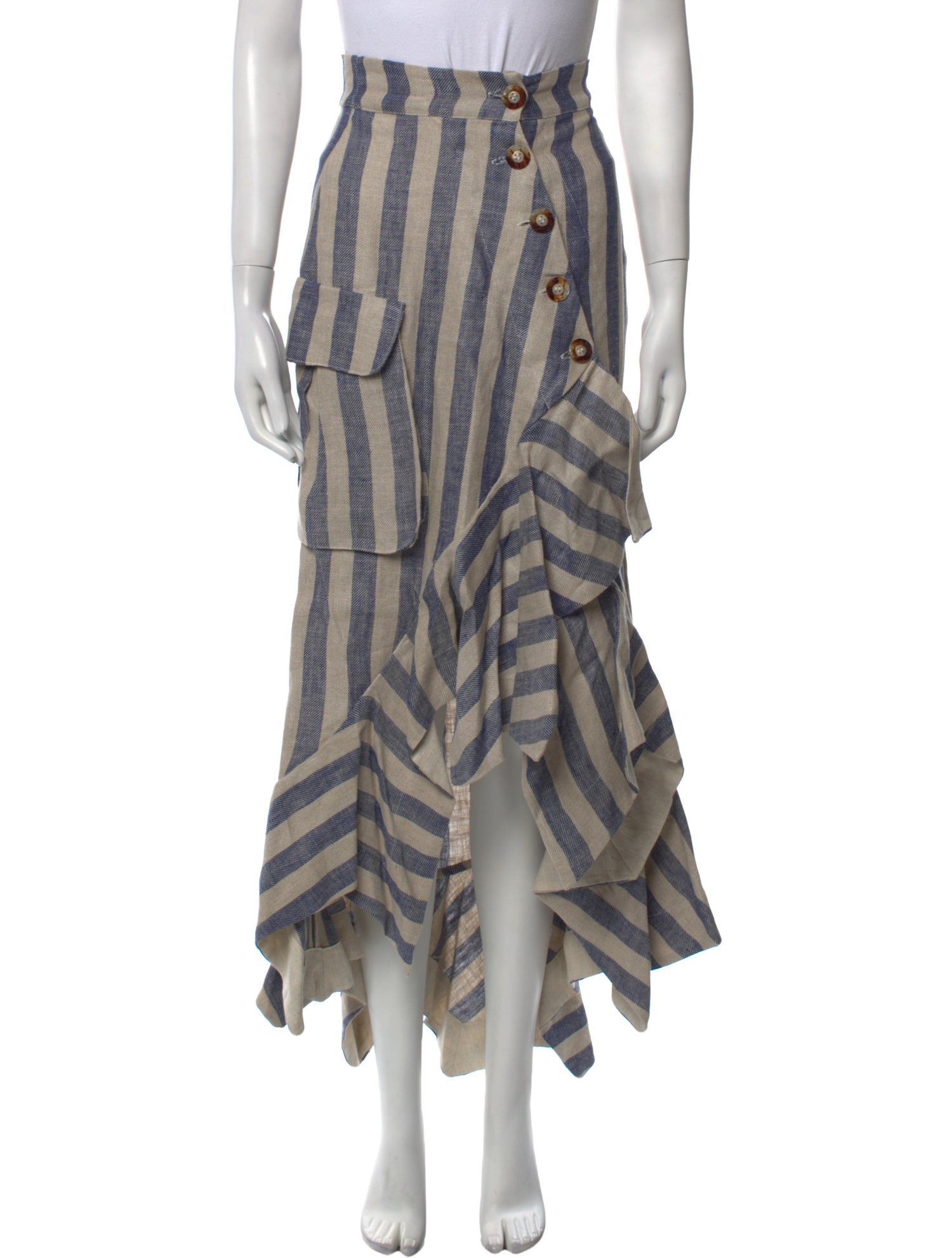 by Efrain Mogollon Striped Midi Length Skirt