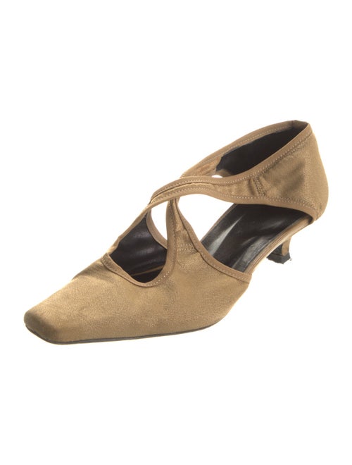By Far Canvas Leather Trim Embellishment D'Orsay Pumps