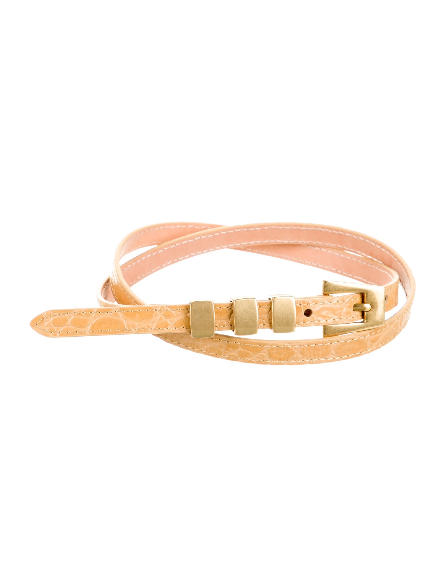 By Far Skinny Embossed Leather Belt