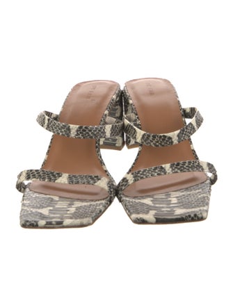 By Far Leather Animal Print Slides