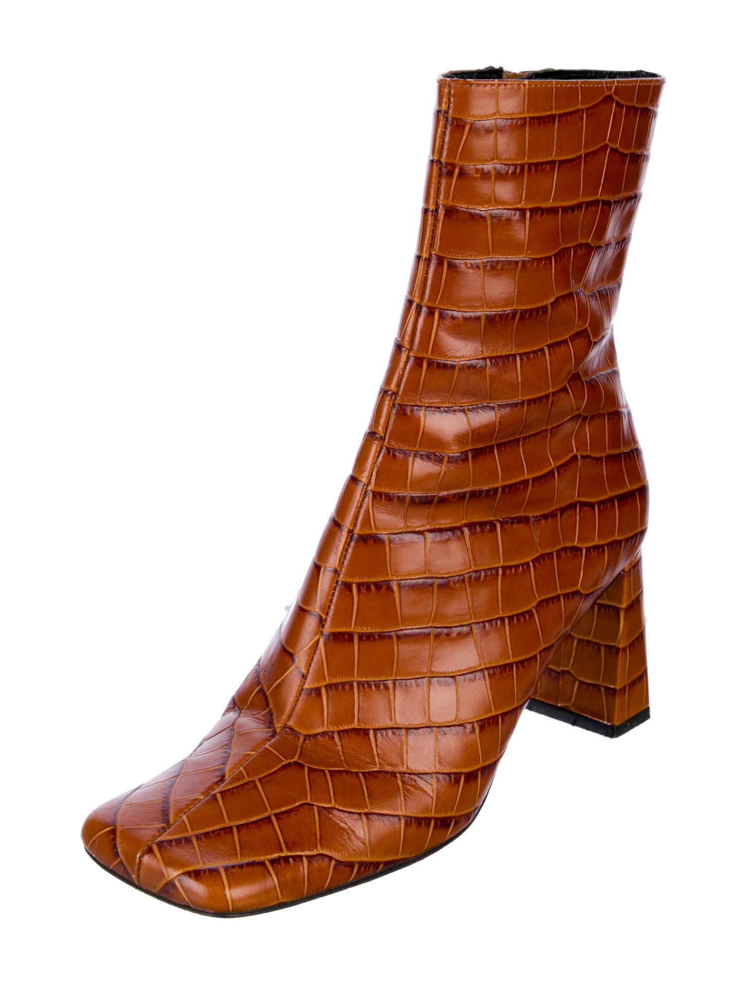 By Far Leather Animal Print Boots