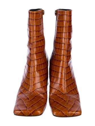 By Far Leather Animal Print Boots