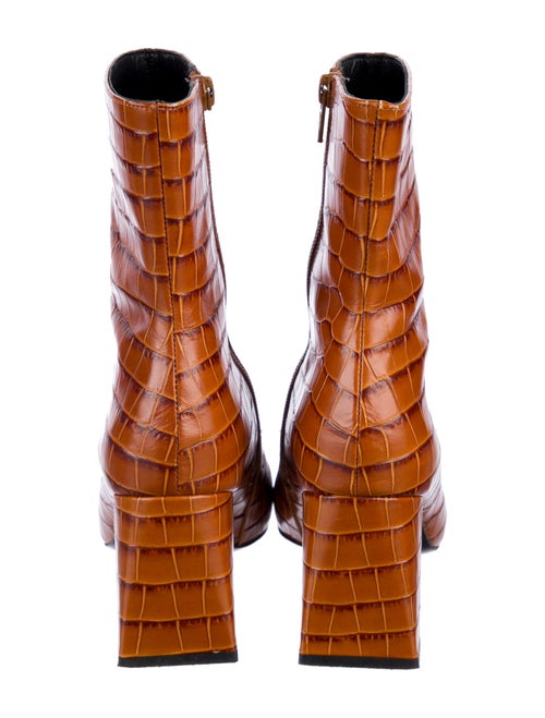 By Far Leather Animal Print Boots