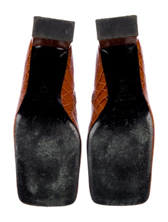 By Far Leather Animal Print Boots