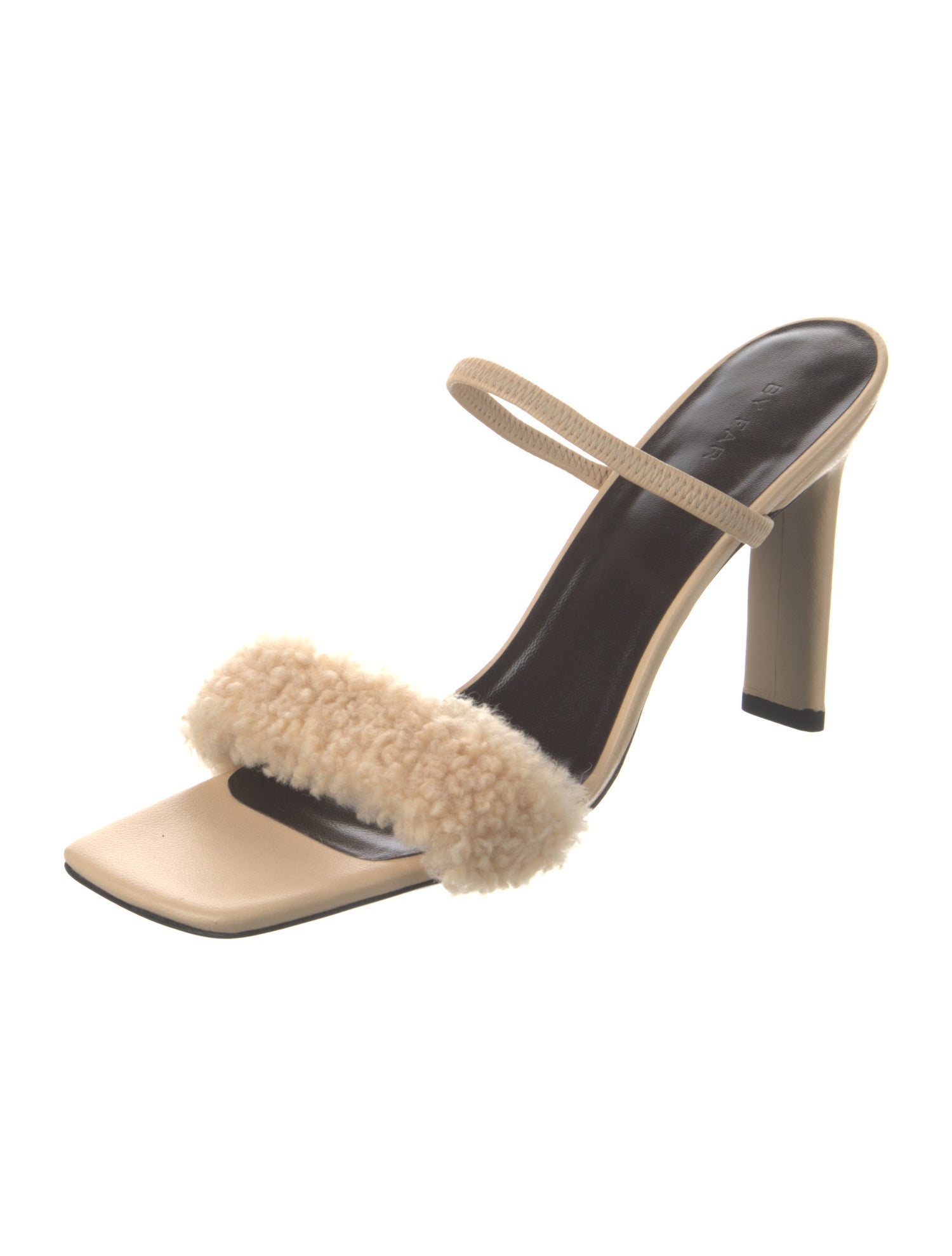 By Far Leather Fur Trim Slides