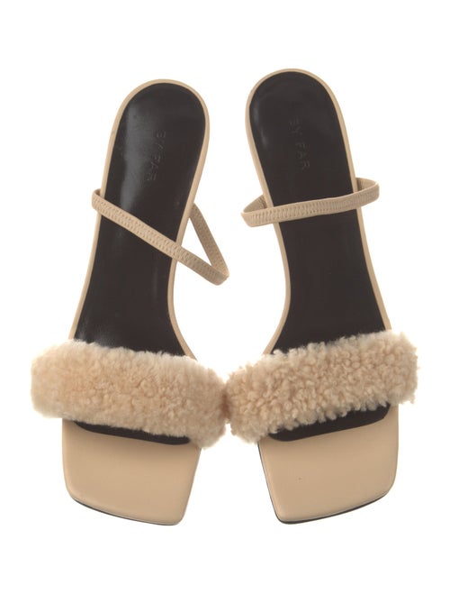 By Far Leather Fur Trim Slides