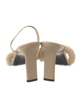 By Far Leather Fur Trim Slides