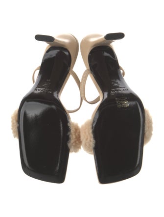 By Far Leather Fur Trim Slides