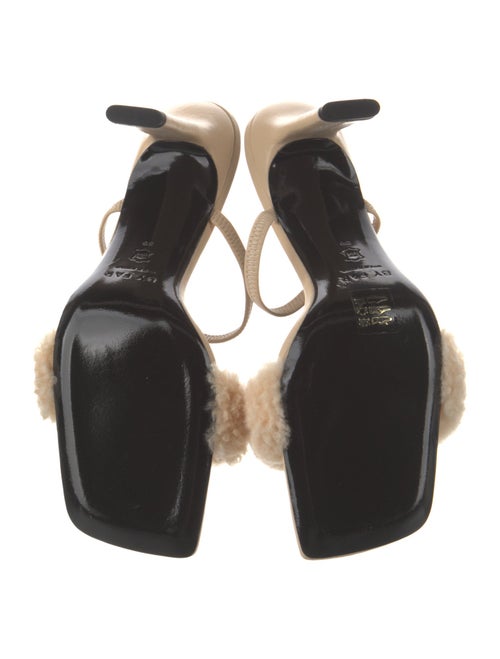 By Far Leather Fur Trim Slides