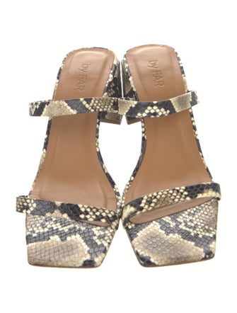 By Far Embossed Leather Animal Print Slides