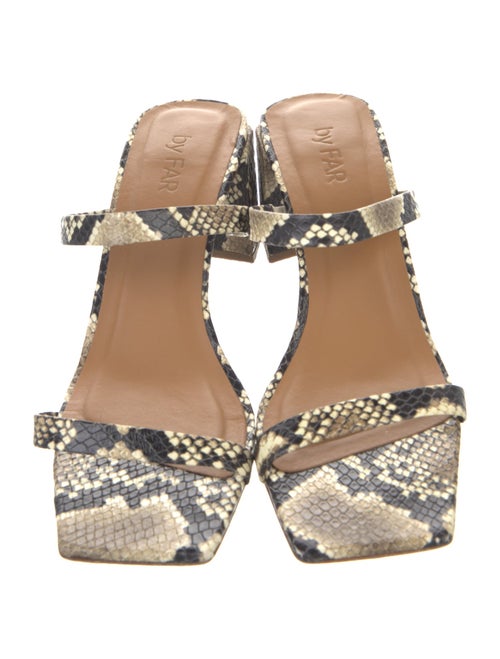 By Far Embossed Leather Animal Print Slides