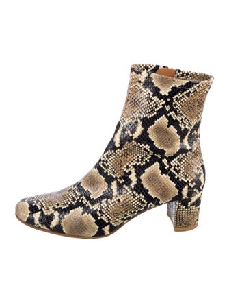 By Far Leather Animal Print Boots