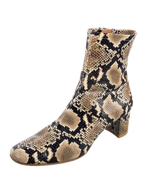 By Far Leather Animal Print Boots