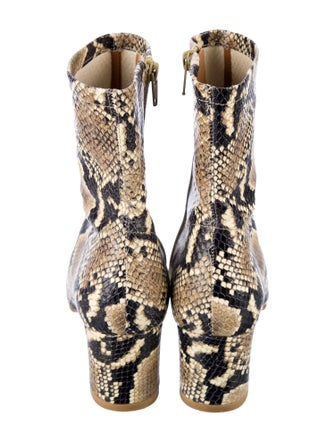By Far Leather Animal Print Boots