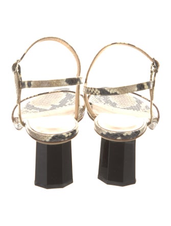 By Far Leather Animal Print Sandals