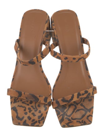 By Far Suede Animal Print Slides