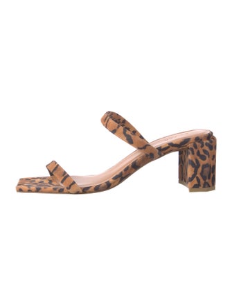 By Far Suede Animal Print Slides