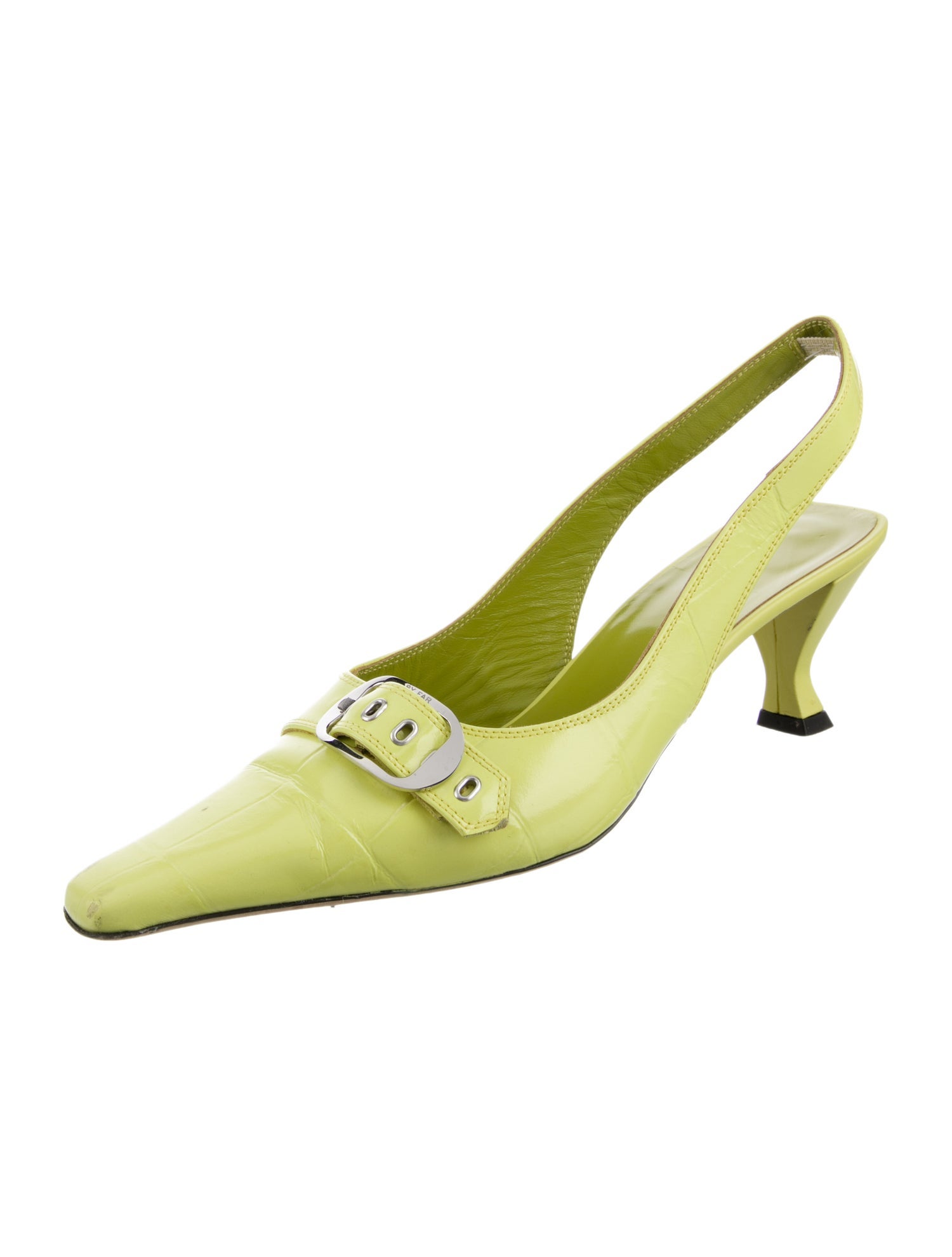 By Far Embossed Leather Slingback Pumps